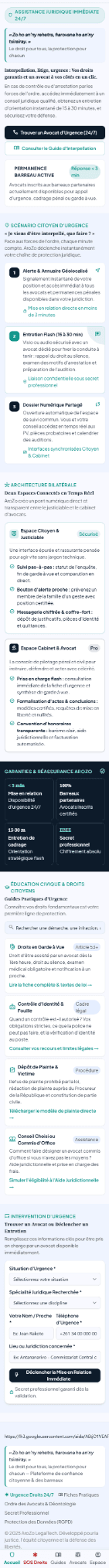 Interface du parcours SOS Droits AroZo